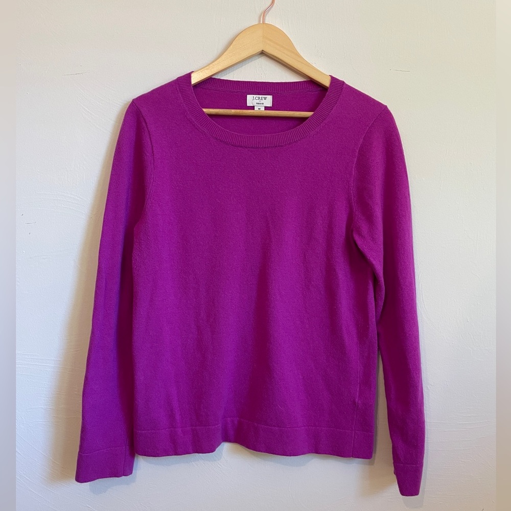 J. Crew magenta cotton + merino wool blend sweater